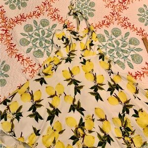 Vintage Retro 1950s Inspired Lemon Print Halter Sun Dress Topdress Label 3X